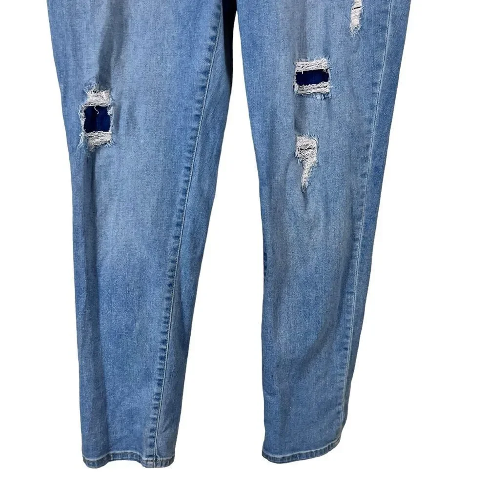 Chico's so slimming distressed ankle fit jeans.